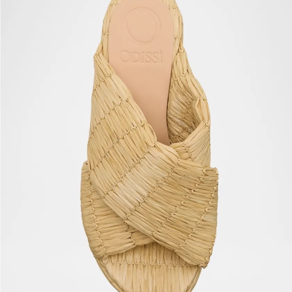 Odissi Noa Raffia Criss-Cross Platform Sandals - Picture 3 of 9